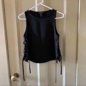 Rag & Bone Eliza black lace up tank